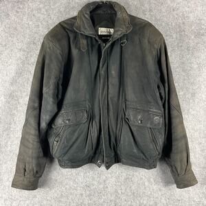 VTG Charles Klein Leather Bomber Jacket Womens Large Distressed Faded Aviator